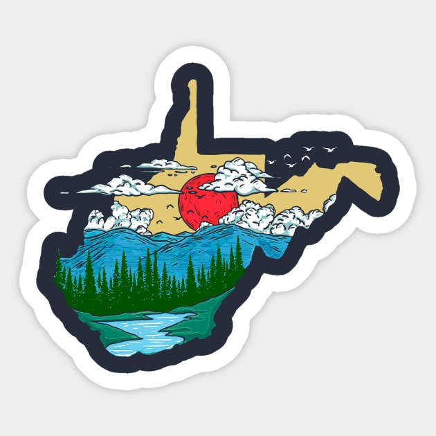 West Virginia Pride Outdoors Nature & Mountains Hiking Sticker by GIANTSTEPDESIGN